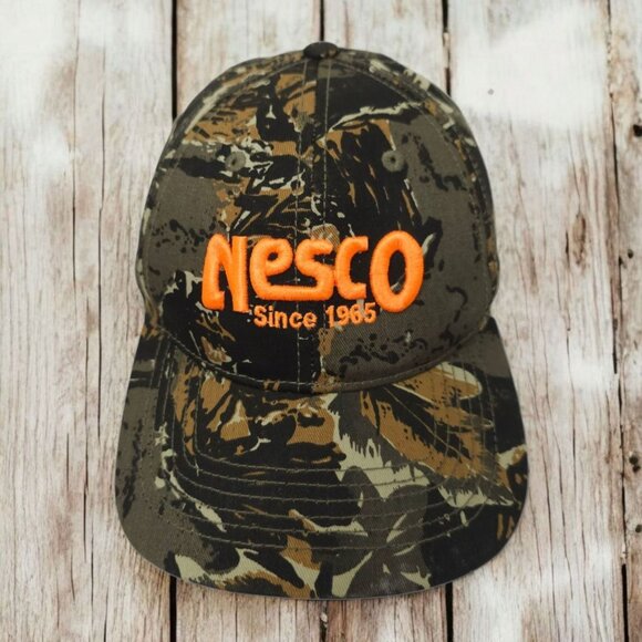 NESCO Camo Strapback Hat Trucker Baseball Embroidered 3D Logo Atlanta Cap - Picture 1 of 14